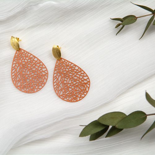 "Leaves" aus edlem Metall in Apricot