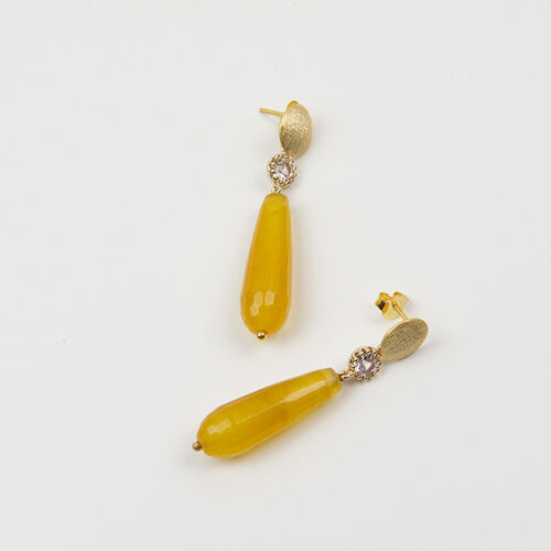 "Sonnentropfen" aus Jade & Strass in Sonnengelb
