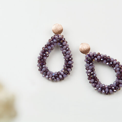 "Creolen" aus Perlen in Lavendel