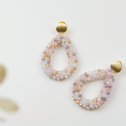 "Creolen" aus Perlen in Rosa, Beige