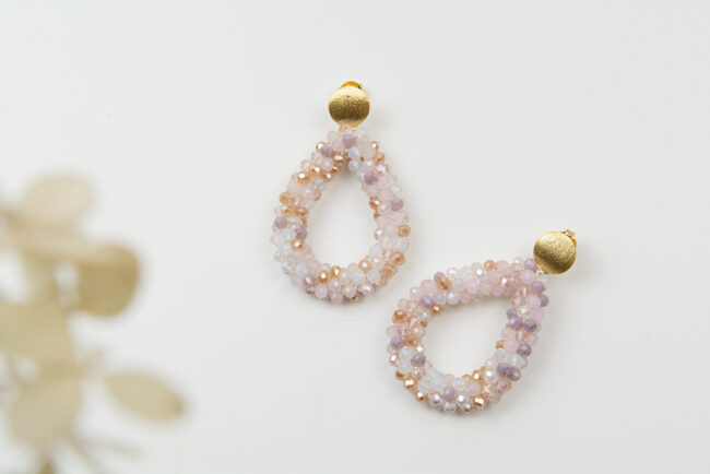 "Creolen" aus Perlen in Rosa, Beige